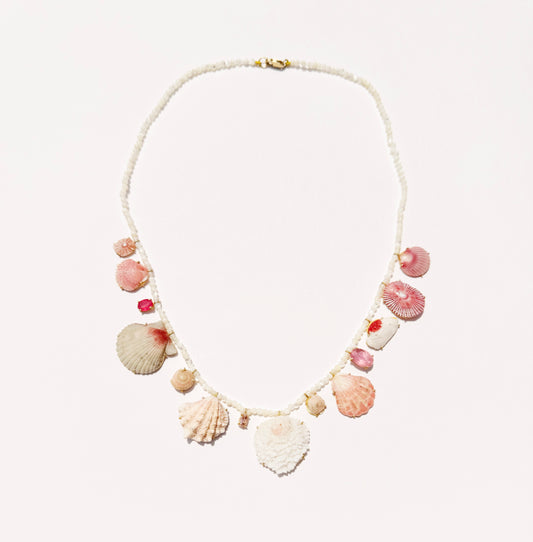 Mother of Pearl Beads with Shells, Diamonds and Tourmalines