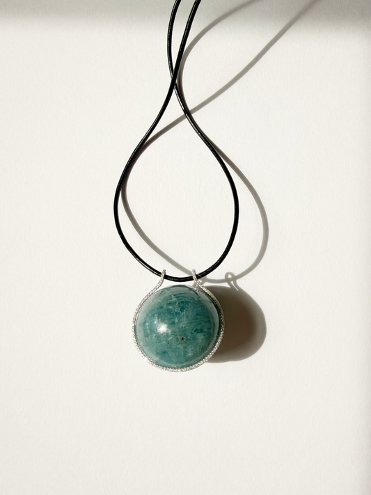 Aquamarine Healing Sphere with Diamonds