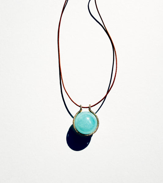 Mini Aquamarine Healing Sphere with Diamonds