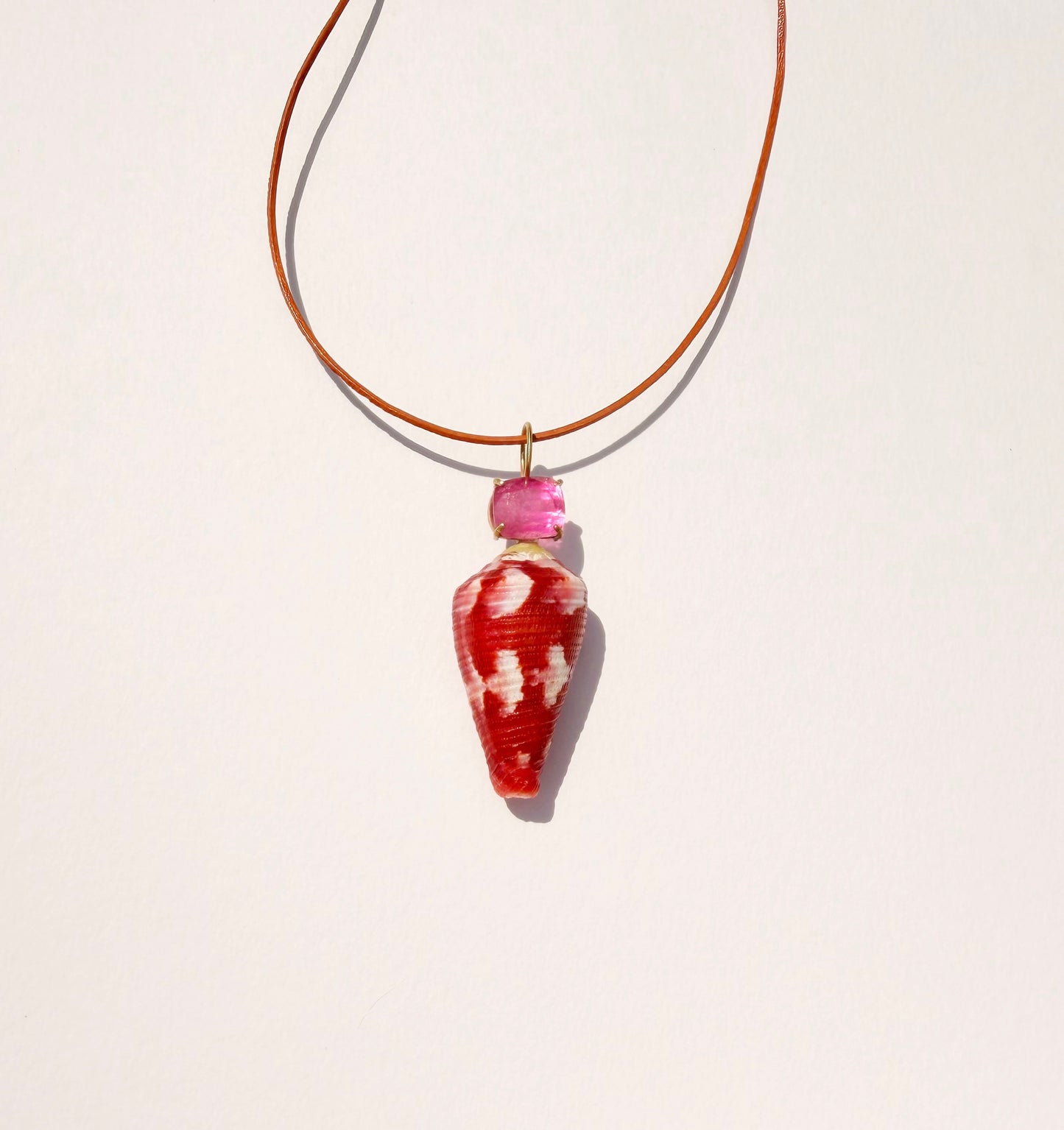 Shell Pendant with Pink Tourmaline