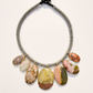 Multi Gem Necklace on Labradorite Embroidered Cord