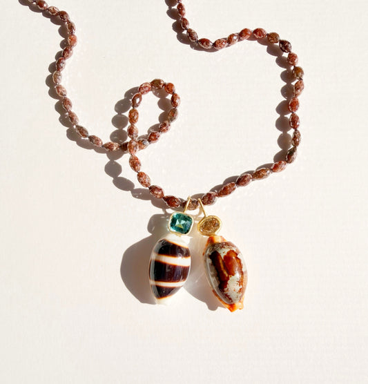 Shell with Tourmaline