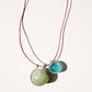 Double Diamond Healing Sphere Necklace with Diamonds, Aquamarine and Moonstone