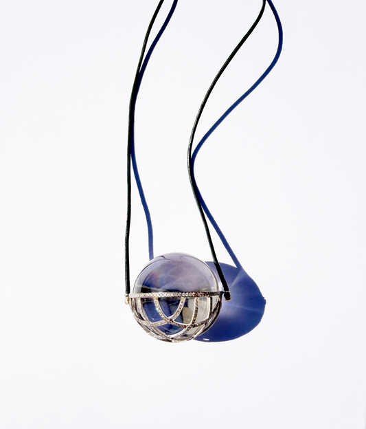 Diamond Basket with Quartz Healing Sphere Necklace