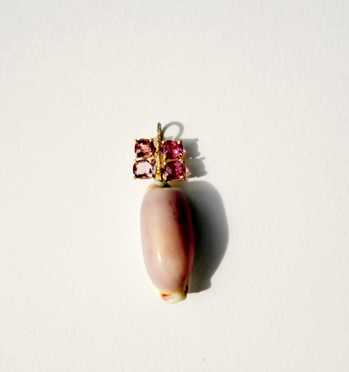 Shell Pendant with Spinel and Diamonds