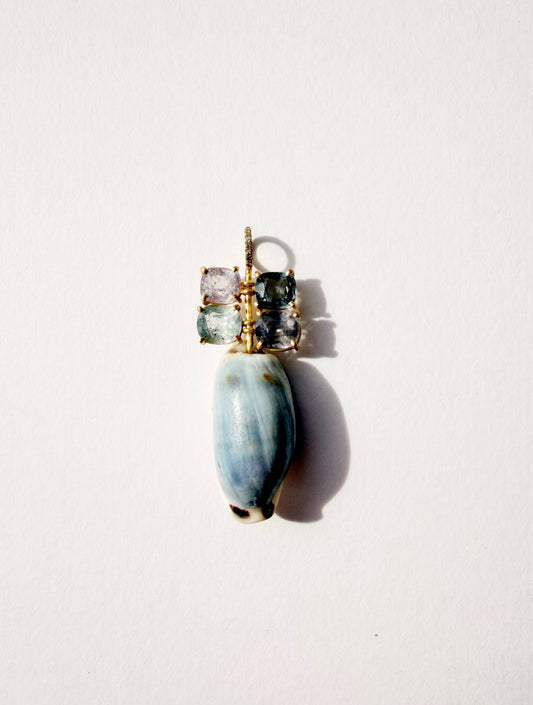 Shell Pendant with Spinel and Diamonds