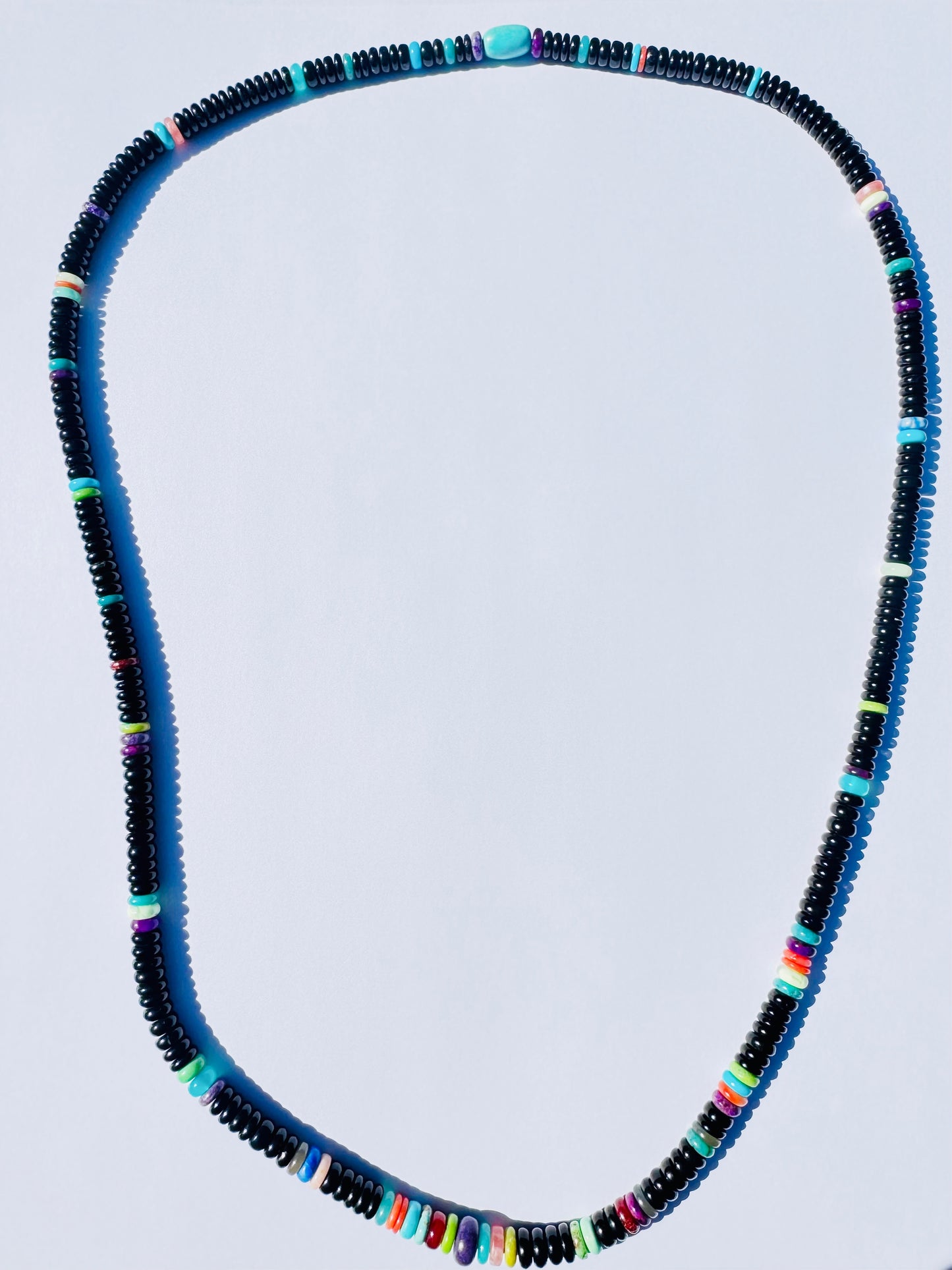 Black Jade Beads with Multi Gems