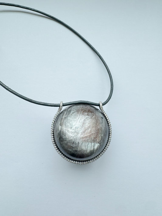 Moonstone Healing Sphere with Diamonds
