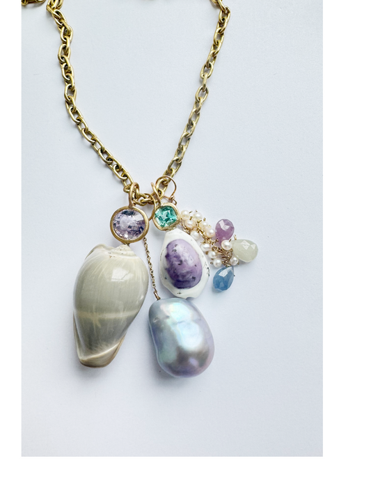 Shell Pendant with Spinel