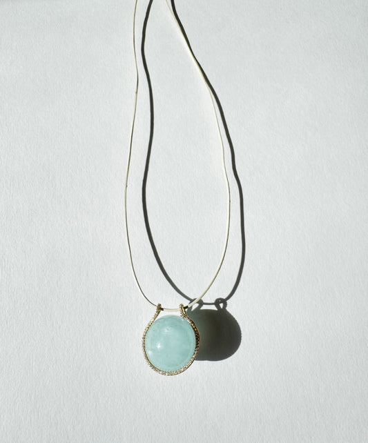 Mini Aquamarine Healing Sphere with Diamonds
