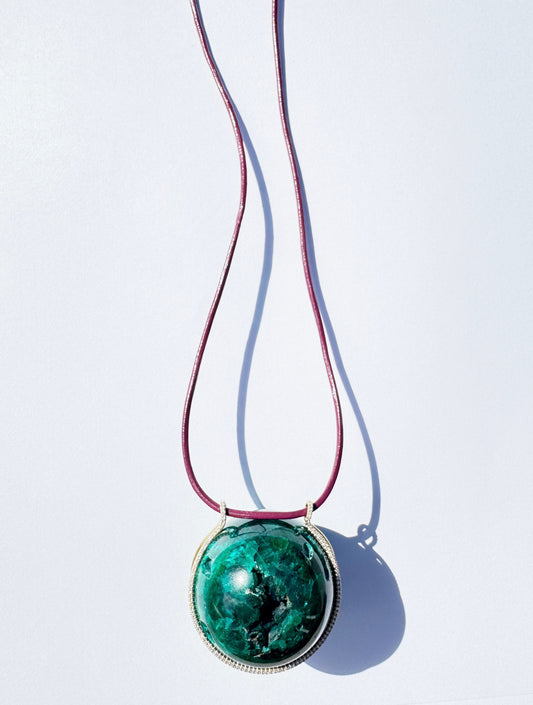 Dioptase Healing Sphere with Diamonds