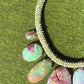 Multi Gems on Unakite Embroidered Cord