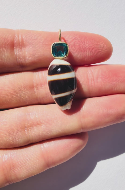 Shell Pendant with Tourmaline