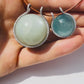 Double Diamond Healing Sphere Necklace with Diamonds, Aquamarine and Moonstone