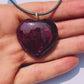 Ruby Heart Necklace on Grey Leather with Diamonds