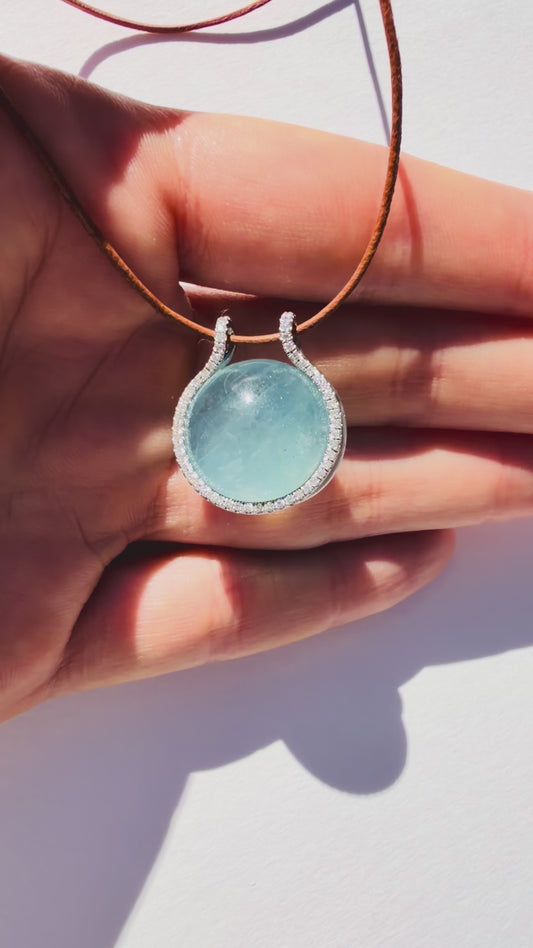 Very Mini Aquamarine Healing Sphere with Diamonds