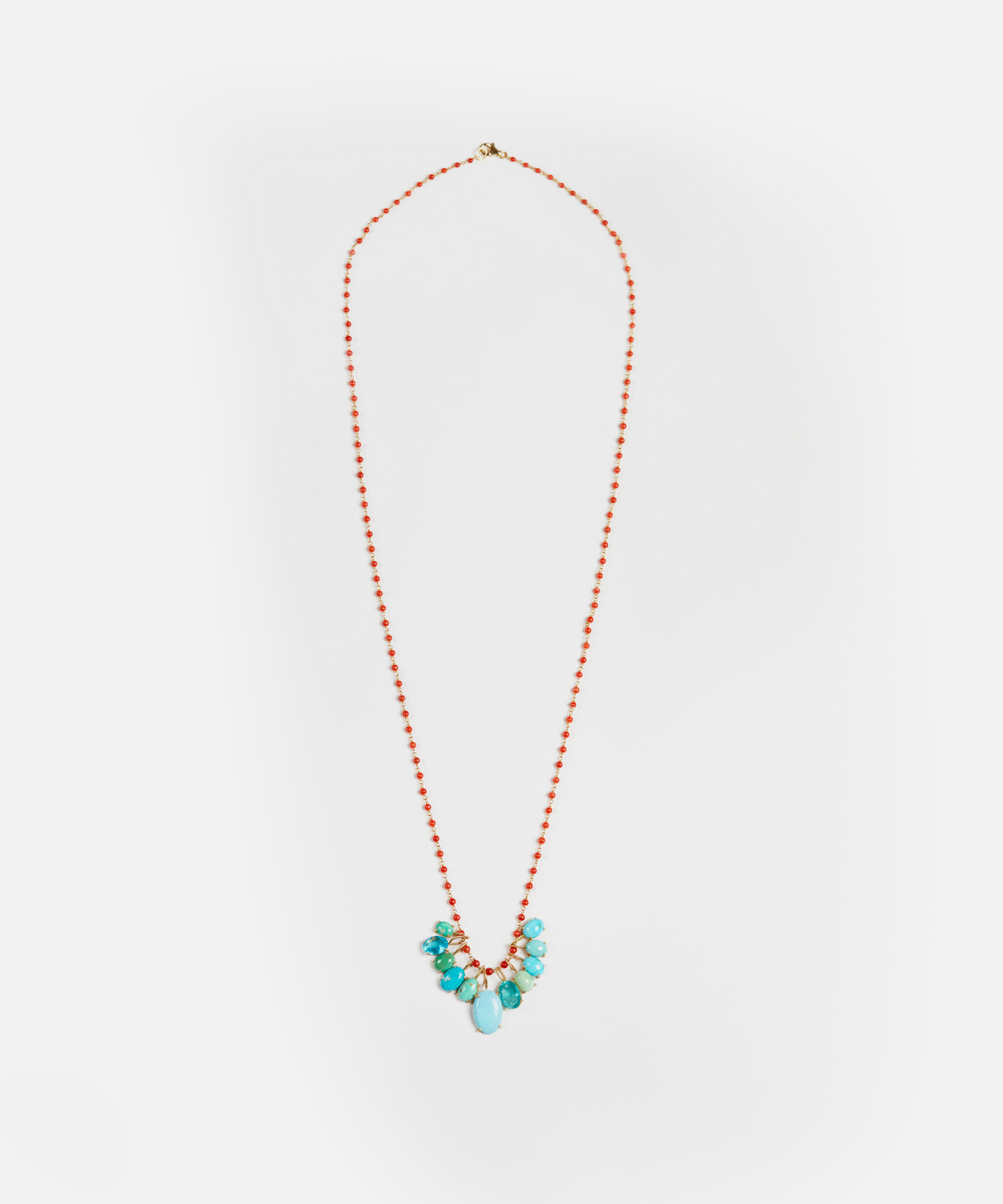 Turquoise and Tourmaline on Coral Chain