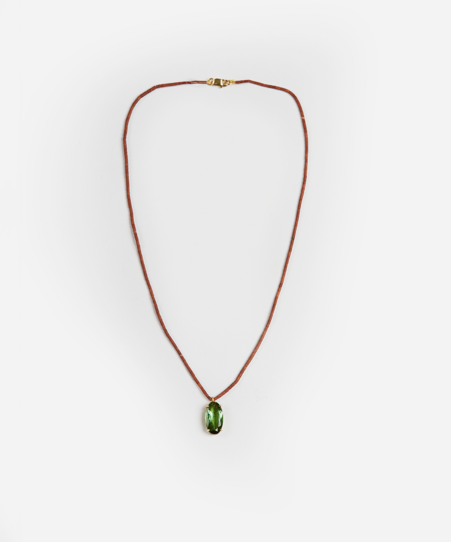 Brown Jade Beads with Green Tourmaline