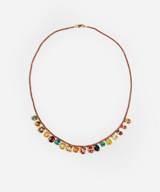 Brown Jade Beads with Multi Gem Stones