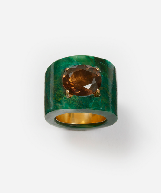 Brazilian Jade and Smokey Topaz Ring
