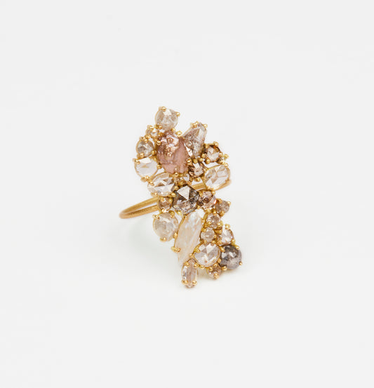 Diamond and Pearl Cluster Ring