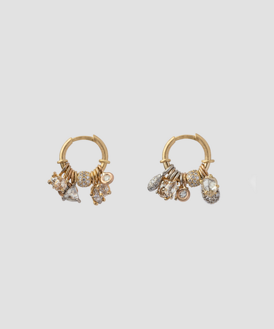 Gold and Diamond Mismatched Hoops