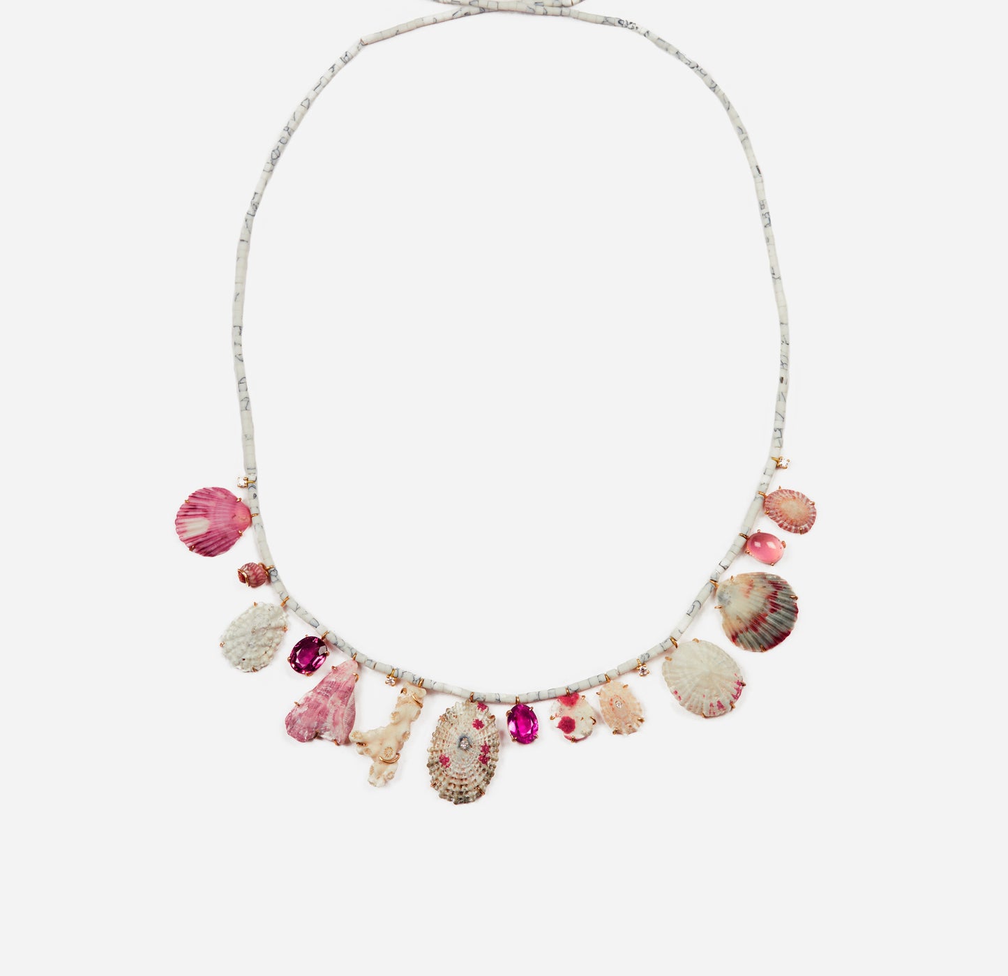 Shells, Gems and Diamond Necklace